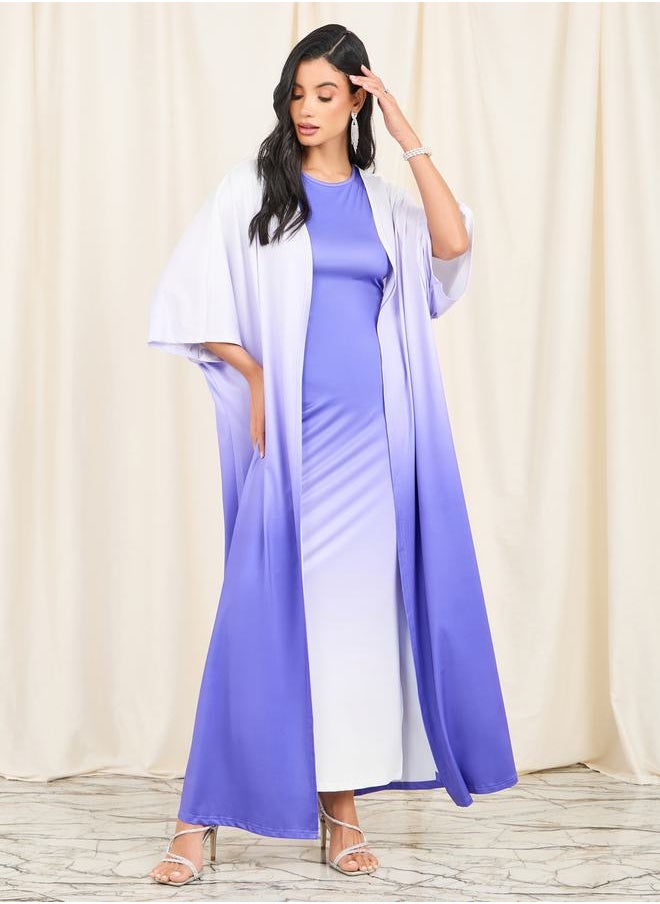 Styli - Ombre Print Maxi Bodycon Dress and Abaya Set - Image 1