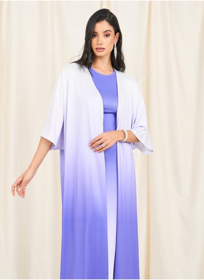 Styli - Ombre Print Maxi Bodycon Dress and Abaya Set - Image 1