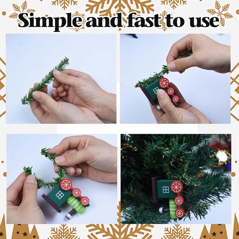 Jeyeou 120Pcs 4.7Inch Christmas Ornament Hooks Artificial Pine Needles Decorative Twist Ties Green Flexible Garland Hangers Ornament String For Christmas Tree Lights Holiday Party Decorations Dollhouse Craft - Image 3