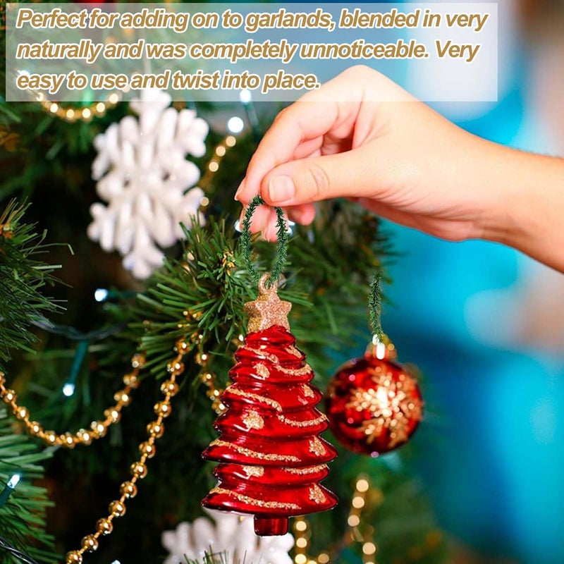 Jeyeou 120Pcs 4.7Inch Christmas Ornament Hooks Artificial Pine Needles Decorative Twist Ties Green Flexible Garland Hangers Ornament String For Christmas Tree Lights Holiday Party Decorations Dollhouse Craft - Image 5