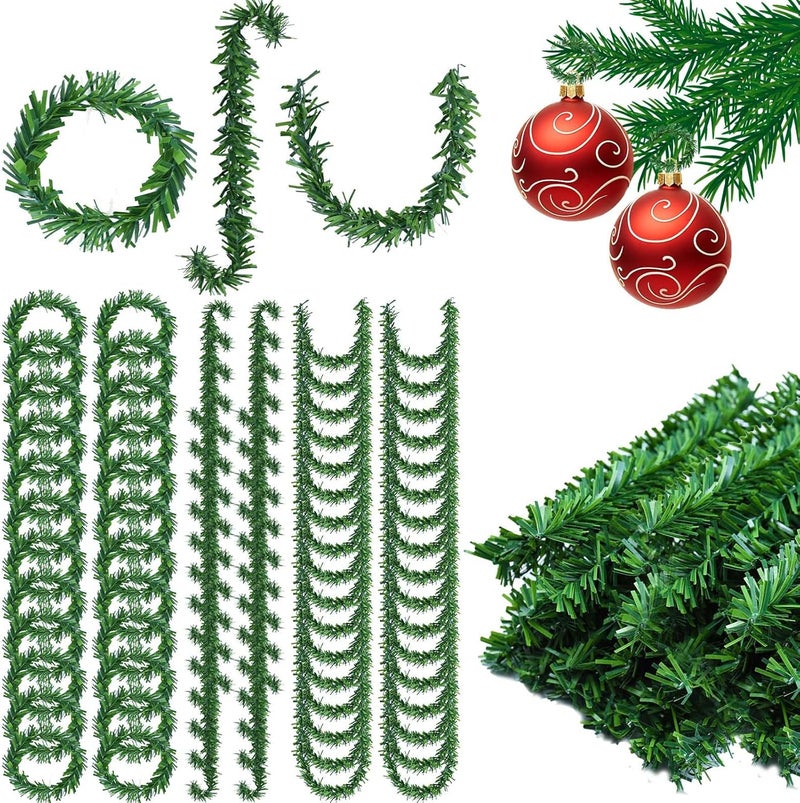 Jeyeou 120Pcs 4.7Inch Christmas Ornament Hooks Artificial Pine Needles Decorative Twist Ties Green Flexible Garland Hangers Ornament String For Christmas Tree Lights Holiday Party Decorations Dollhouse Craft - Image 1