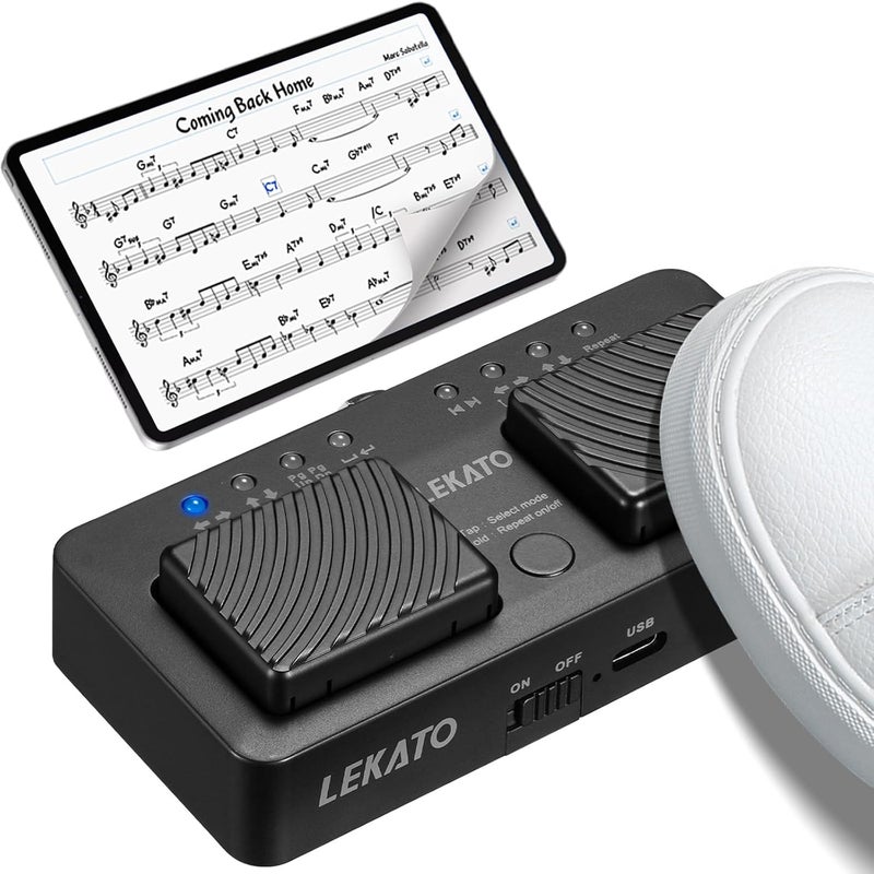 LEKATO Wireless Buletooth Page Turner Pedal, Wireless Foot Pedal Music Page Turner for Tablets, ipads, Phones Rechargeable Hands-Free Page Turner Pedal Portable - Image 1