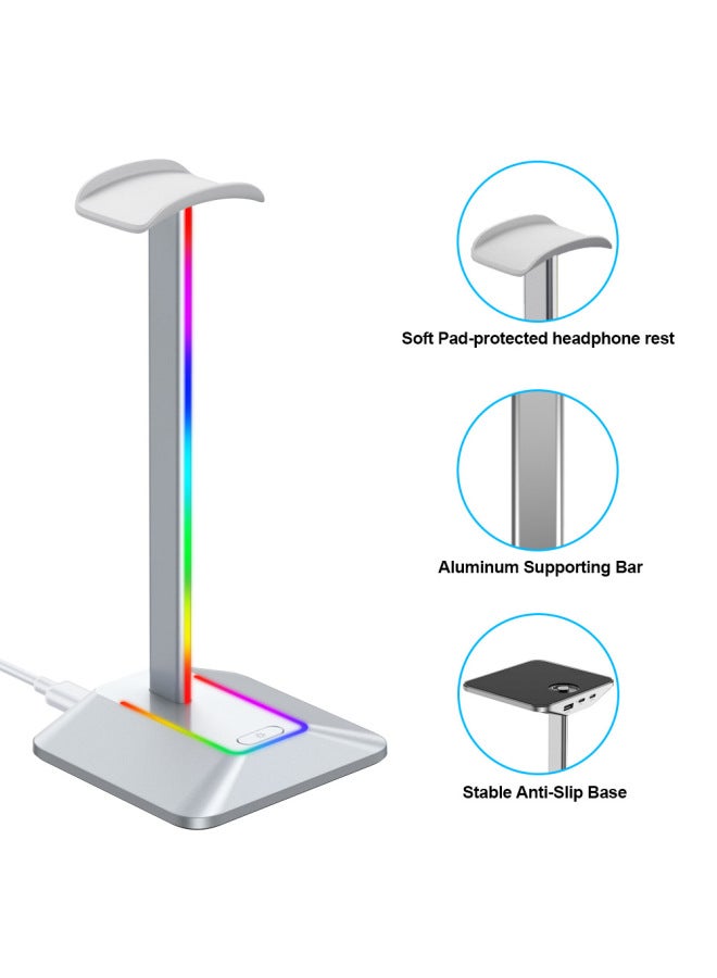 Dual Output Colorful Headset Display Stand Hub Extended Earpiece Rack Rgb Light-emitting E-sports Headset Holder - Image 2
