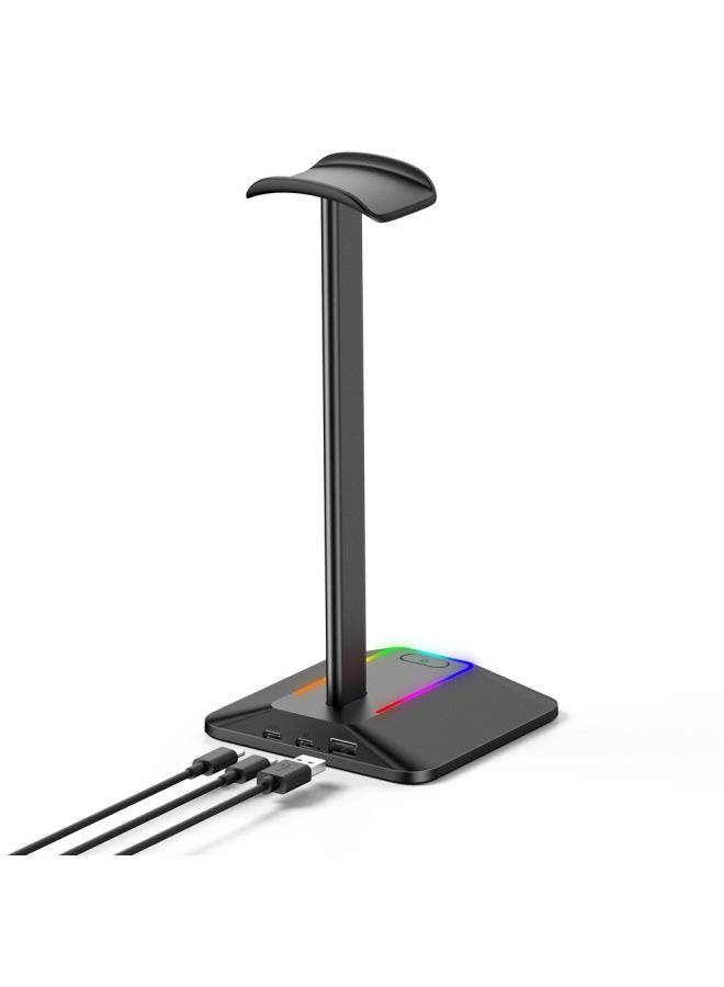 Dual Output Colorful Headset Display Stand Hub Extended Earpiece Rack Rgb Light-emitting E-sports Headset Holder - Image 3