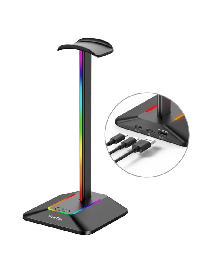 Dual Output Colorful Headset Display Stand Hub Extended Earpiece Rack Rgb Light-emitting E-sports Headset Holder - Image 1