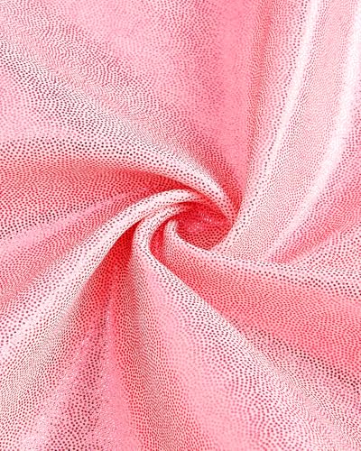 Gogokids Gymnastics Leotards for Girls Sparkly Rhinestone Dance Unitard with Shorts & Hair Scrunchie Activewear, A-pink, 8-9 years, 130 - Image 3