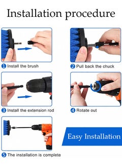 DUNISO 24 piece set of drilling brush accessories car cleaning kit, automatic detail brush set, used for cleaning wheels, dashboard, interior, exterior, leather, ventilation openings, logos (blue)  - Image 5