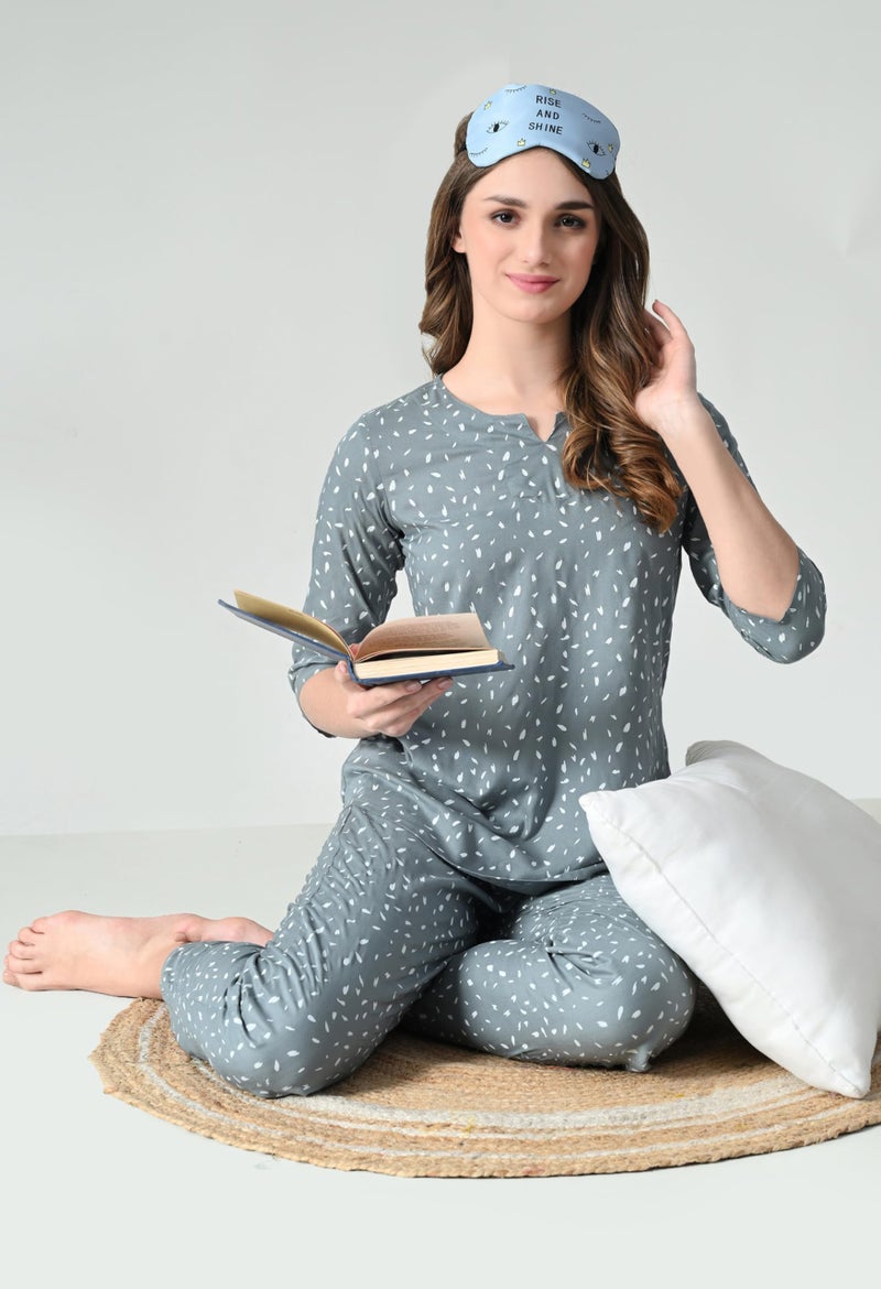 Ichaa Women's Printed Rayon Night Wear Top and Bottom Night Suit Set - Image 5