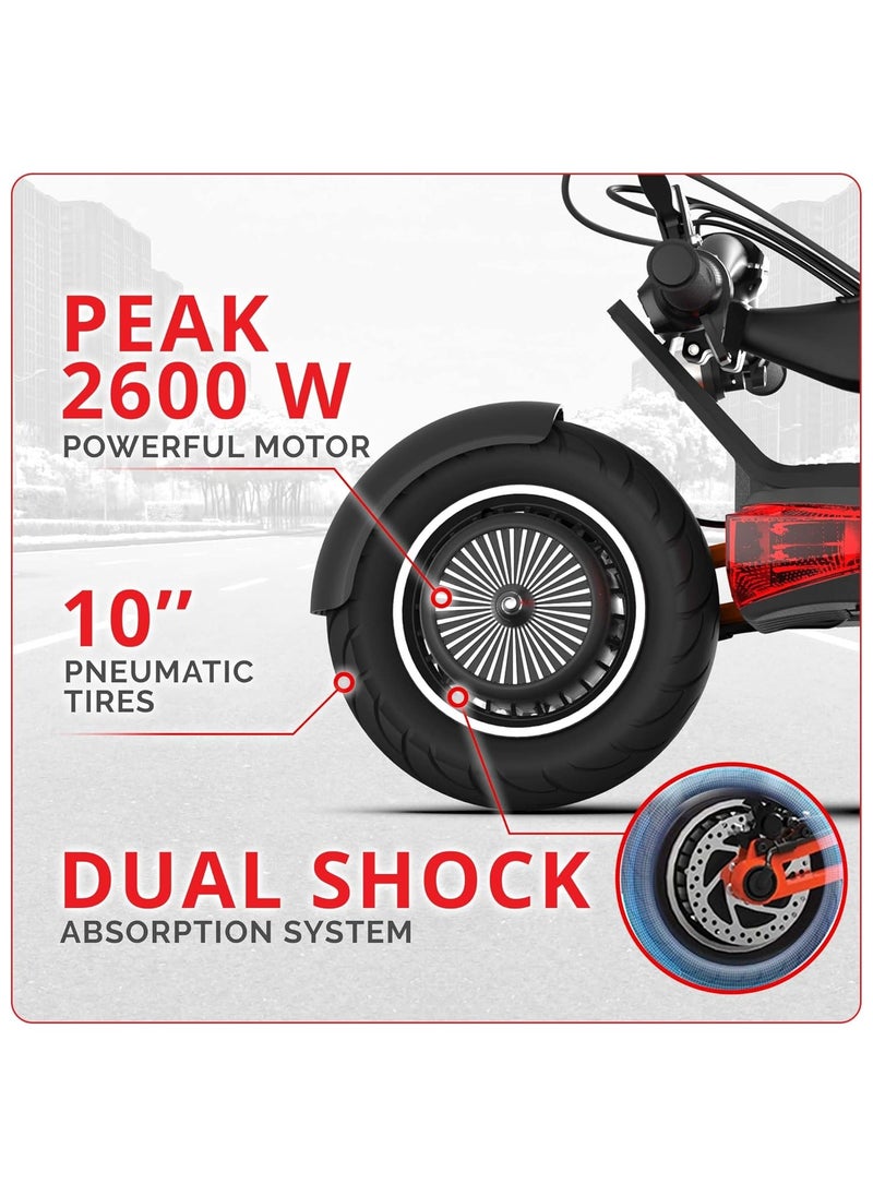 INOKIM INOKIM OXO Super Electric Scooter for Adults 40 MPH, 2x1000W (2600W Max) Motor, 68 Miles Range, 10" 6 Light System Air Filled Tires, Front & Rear LED Light, Foldable, Adjustable Suspension  - Image 3