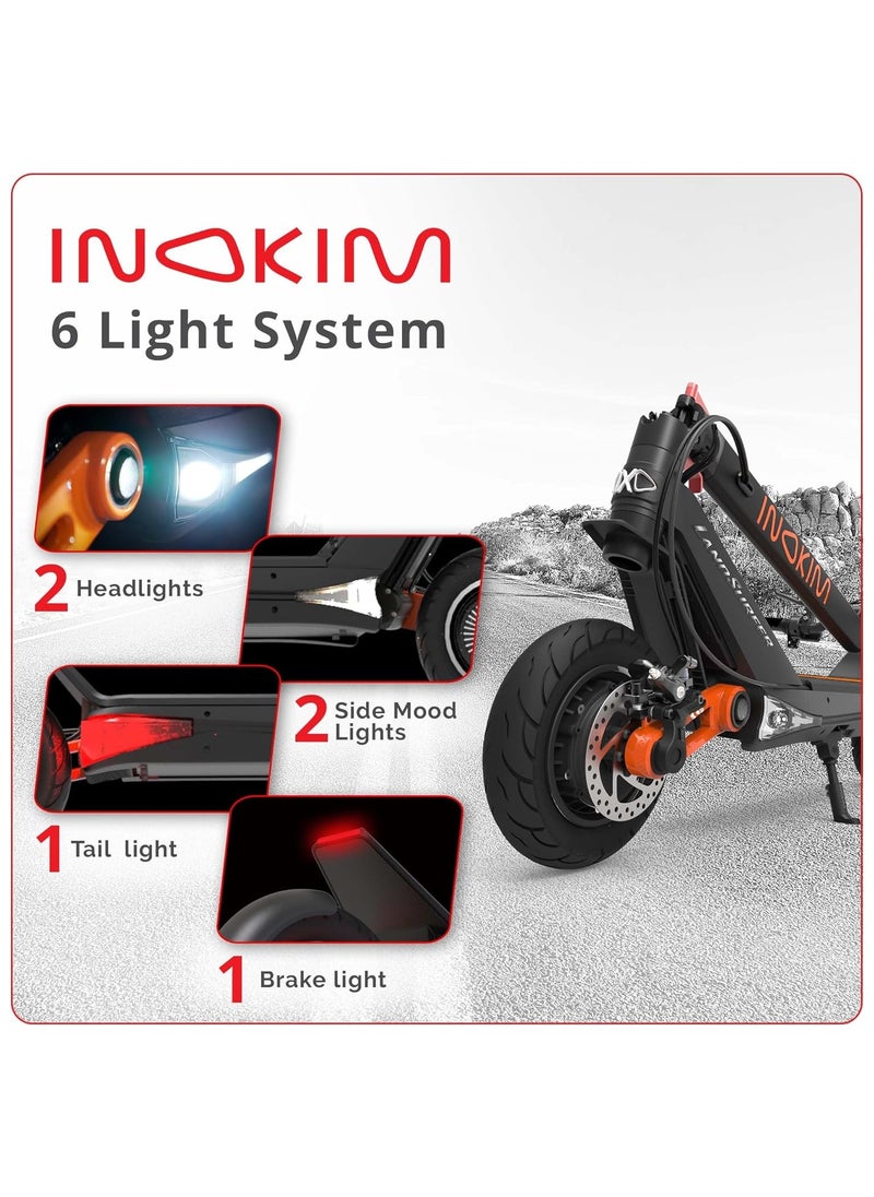INOKIM INOKIM OXO Super Electric Scooter for Adults 40 MPH, 2x1000W (2600W Max) Motor, 68 Miles Range, 10" 6 Light System Air Filled Tires, Front & Rear LED Light, Foldable, Adjustable Suspension  - Image 5