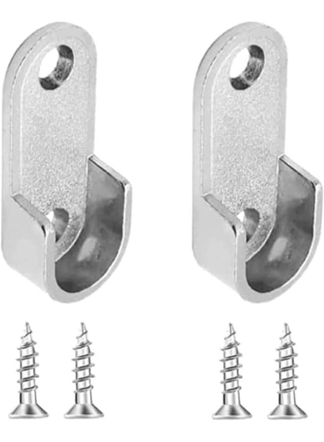 Biella Oval Closet Rod End Flange Bracket Supports Furniture Hardware Accessories Wardrobe Tube Support Bracket With Screws Clothes Hanging Rod Holder  - Image 1
