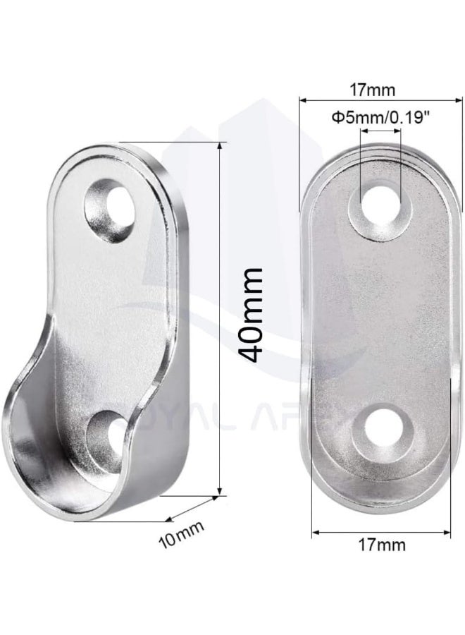 Biella Oval Closet Rod End Flange Bracket Supports Furniture Hardware Accessories Wardrobe Tube Support Bracket With Screws Clothes Hanging Rod Holder  - Image 2