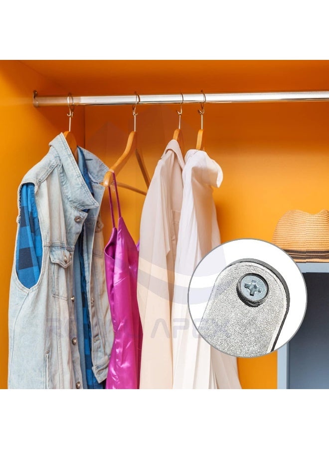 Biella Oval Closet Rod End Flange Bracket Supports Furniture Hardware Accessories Wardrobe Tube Support Bracket With Screws Clothes Hanging Rod Holder  - Image 3