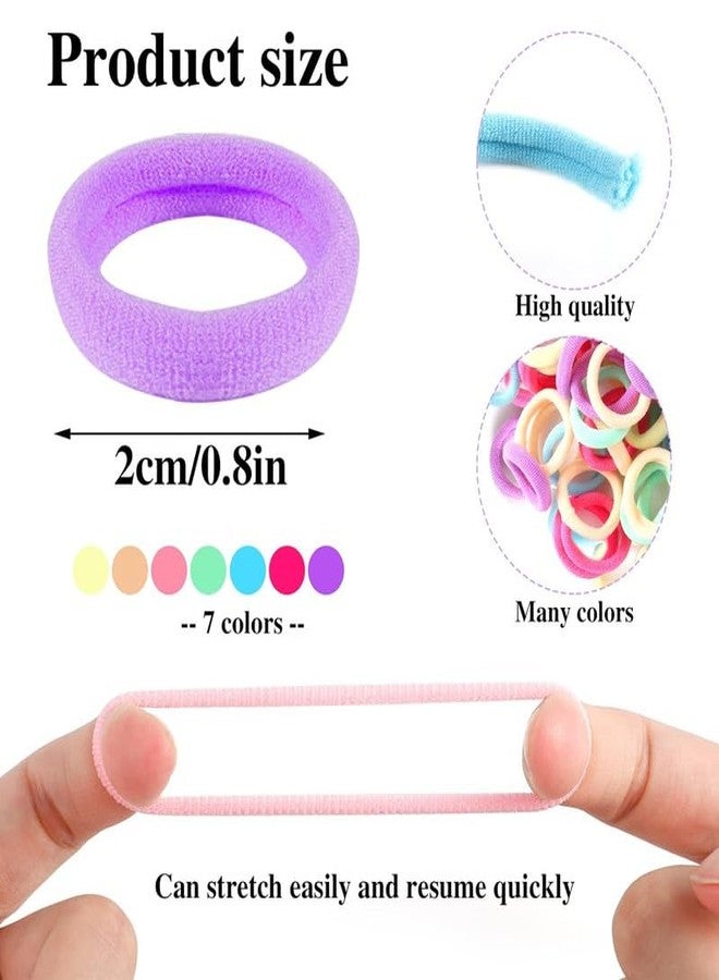 FAMEZA 200Pcs Baby Hair Ties, Soft Cotton Toddler Hair Ties for Girls and Kids, 1 Inch Multicolor Seamless Hair Bands for Kids Girls Gifts|MULTICOLOR A - Image 2