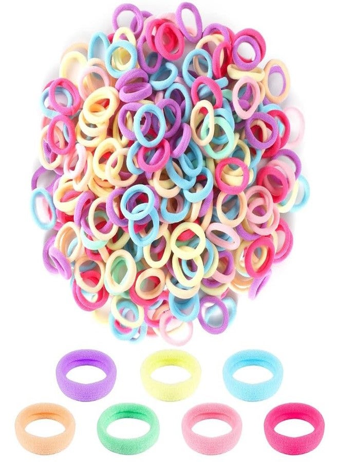 FAMEZA 200Pcs Baby Hair Ties, Soft Cotton Toddler Hair Ties for Girls and Kids, 1 Inch Multicolor Seamless Hair Bands for Kids Girls Gifts|MULTICOLOR A - Image 1