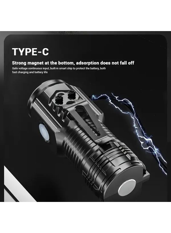 5 حزمة مصباح يدوي تكتيكي قابل لإعادة الشحن عبر USB مع وميض سريع، ضوء طوارئ محمول - Image 2
