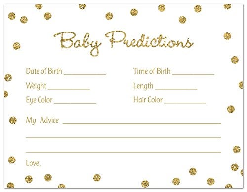 MyExpression.com 48 Cnt Gold Glitter Graphic Dots Baby Prediction Cards - White - Image 3