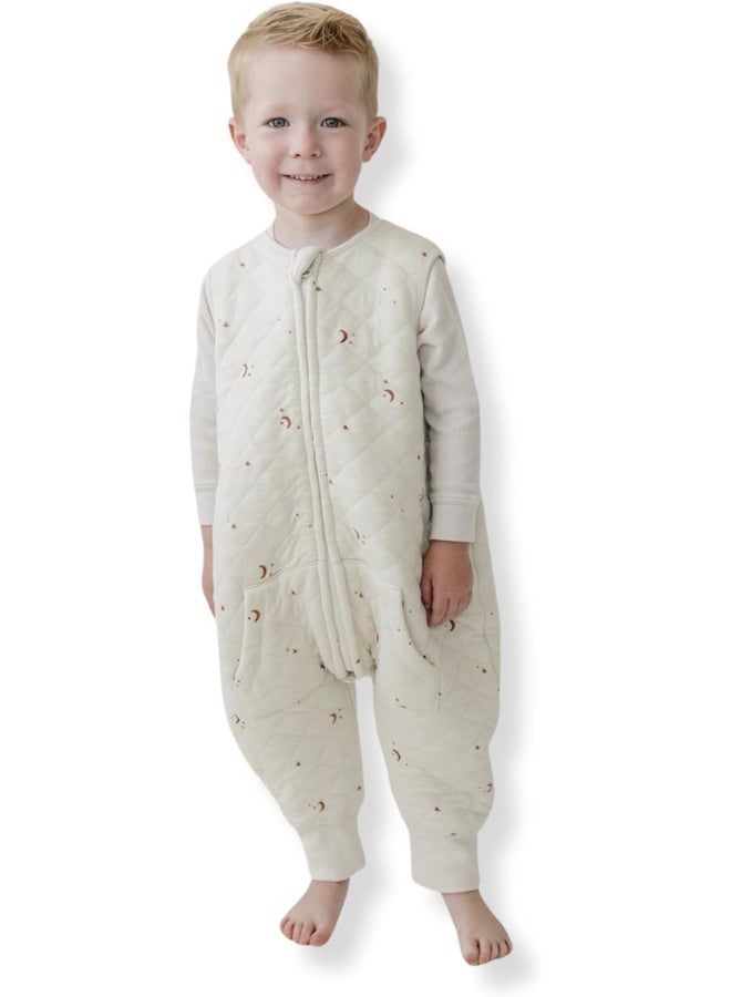 Tealbee Dreamsuit Toddler Sleep Sack with Feet - Walker Sleep Bag with Legs, Rayon made from Bamboo, All Season 1.2 TOG, 2-Way Zipper, 2T-3T - Moons&Stars - Image 1