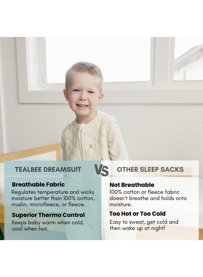 Tealbee Dreamsuit Toddler Sleep Sack with Feet - Walker Sleep Bag with Legs, Rayon made from Bamboo, All Season 1.2 TOG, 2-Way Zipper, 2T-3T - Moons&Stars - Image 3