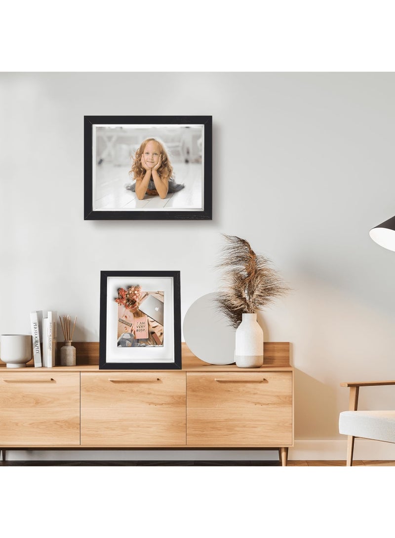 SYOSI إطار صورة ثلاثي الأبعاد لحزمة مليئة من 2 إطار كائن عميق ثلاثي الأبعاد 20.3x25.4 سم صندوق صورة إطار خشبي صندوق ظل يعرض لحالات لصور الزهور تذاكر أبيض مربع - Image 5