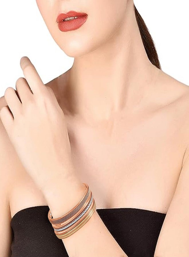 Peora Handmade Copper Cuff Bracelets Tibetan Style Hand Forged with Solid and High Gauge Copper Jewelry for Women Men (Set of 3) - Image 2