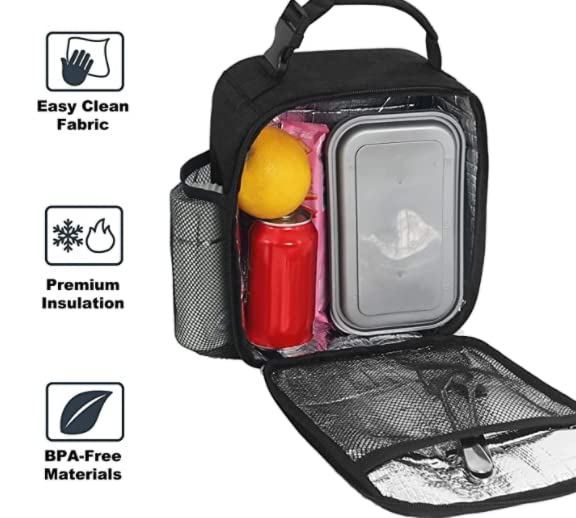 HABOPET Lunch Box for Men & Women Durable Lunch Bag for Adults Reusable Small Lunchbox Black - Image 4