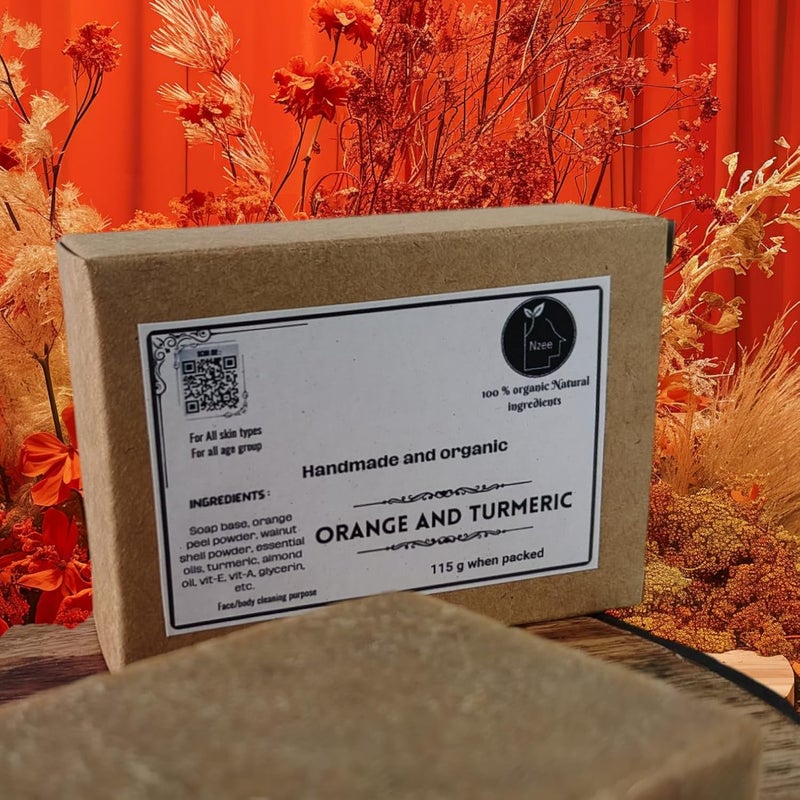 Orange and Turmeric soap Coconut soap Neem and Turmeric soap Nzee Natural Handmade Soap Herbal Bathing Bar for Hydrated Skin Suitable for All Skin Types Orange and Turmeric soap Coconut soap Neem and Turmeric soap Pack of 3 - Image 1