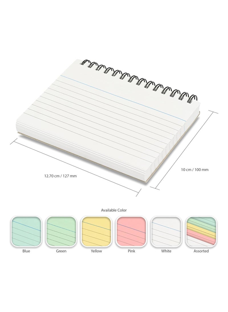 FIS® Ruled Record Cards, Size:5"x3" Inches (127x76mm), Double Loop Spiral Binding, Two Sides Single Ruled, 180gsm, Perforated, 50 Sheets Per Pad, Packet of 3 Pieces, White Color-FSIC53-180SPWH-3 - Image 5