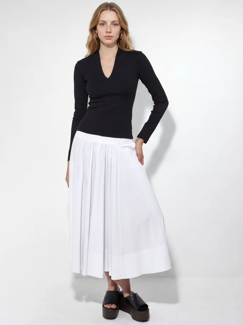 Busem BUSEM Slim Fit V-Neck Long Sleeve Blouse