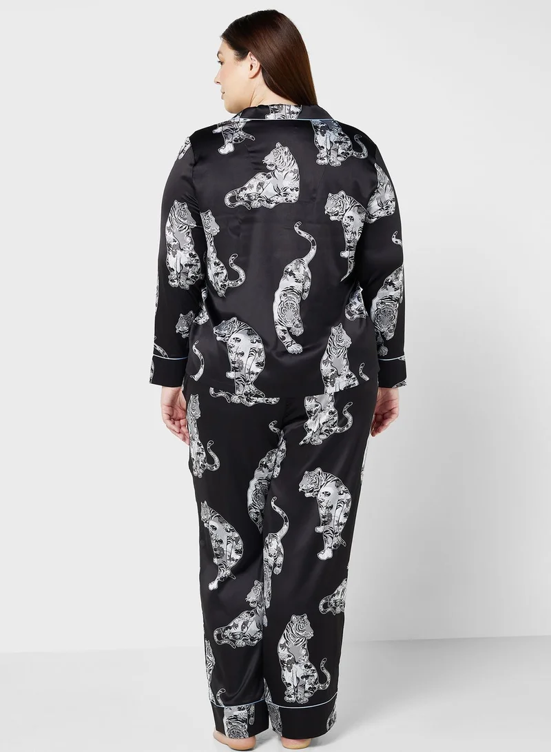 CHELSEA PEERS Printed Shirt & Pyjama Set