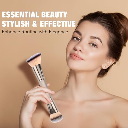 dpolla Foundation Makeup Brushes, 2Pcs Premium Dual-Ended Makeup Brush (Foundation, Powder, Blush & Contour Brushes) for Buffing Liquid, Cream, Powder, Blending Face Brush, Fit for Home, Travel & Gifting - Image 2
