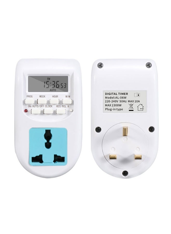 UK-Plug ABS العالمي 12/24 ساعة 220 فولت LCD المكونات الإلكترونية الرقمية القابلة للبرمجة الموقت التبديل المقبس  - Image 1