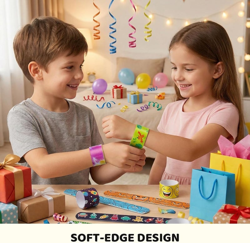 POPLAY 48PCS Slap Bracelets for Kids, Snap Bracelets Bulk Tie Dye Bracelet End of School Year Party Favors Classroom Prizes Kindergarten Graduation Exchanging Gifts - Image 4