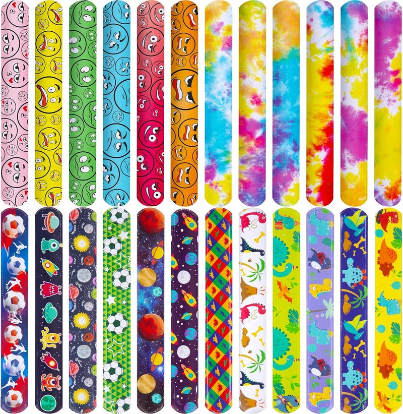 POPLAY 48PCS Slap Bracelets for Kids, Snap Bracelets Bulk Tie Dye Bracelet End of School Year Party Favors Classroom Prizes Kindergarten Graduation Exchanging Gifts - Image 1