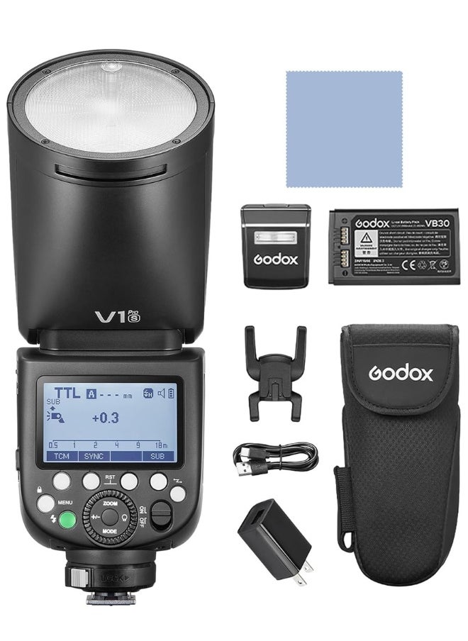 Godox Godox V1 Pro-S Flash Speedlight for Sony – V1 Pro S TTL 2.4G Wireless Camera Flash Light with HSS, Power Port, SU-1 Removable Flash, 24 Color Gel Filters – Professional Godox Flash for Sony Cameras  - Image 1