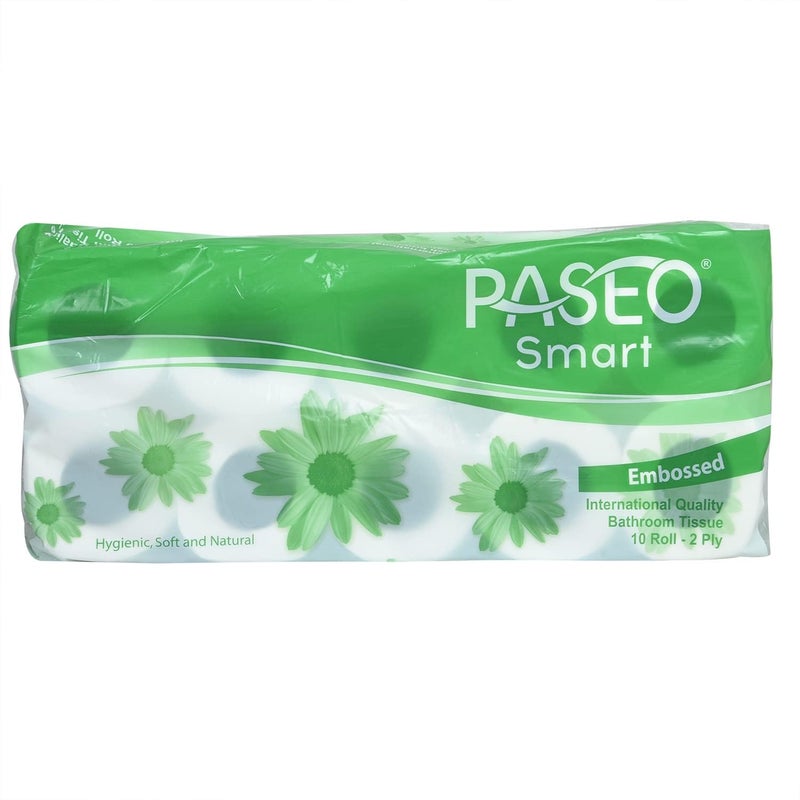 PASEO Toilet Tissue 2 ply Toilet Paper 10 Toilet Rolls x 200 Toilet Tissue Sheets Sheet Size 11 x 9.9 cm - Image 1