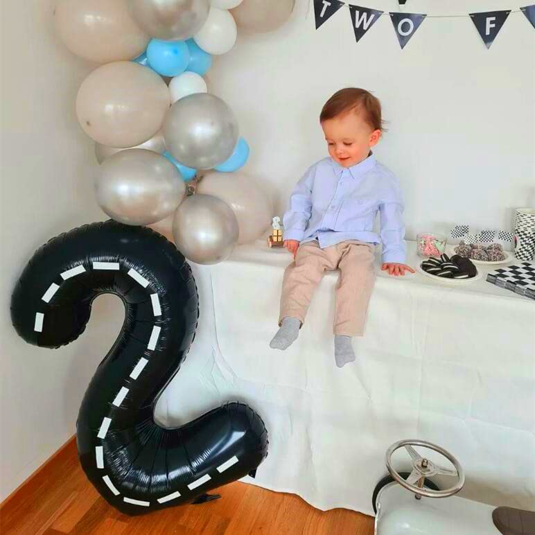 BBPOOL 2 Balloons - Racing Car - 40 Inch - Black - 2 Balloon Number - Race Track - Birthday Decor - Image 5