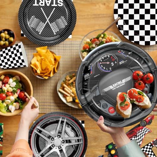 XIENBLOC 144pcs Race Car Plates Napkins Party Supplies Racing Themed Paper Cups Race Car Birthday Party Decorations Racing Tableware Set for kids Boys Birthday Decor Serves 24 - Image 5