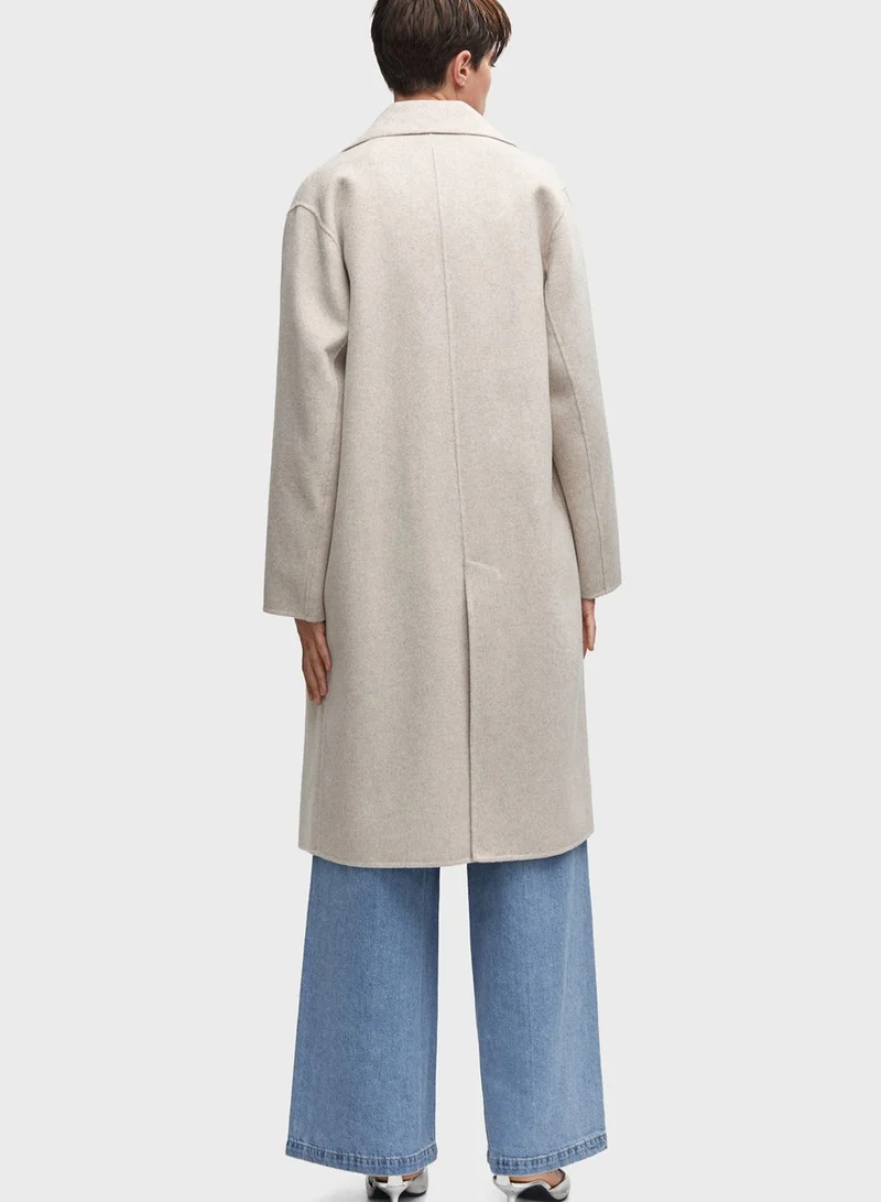 MANGO Button Detail Longline Coat