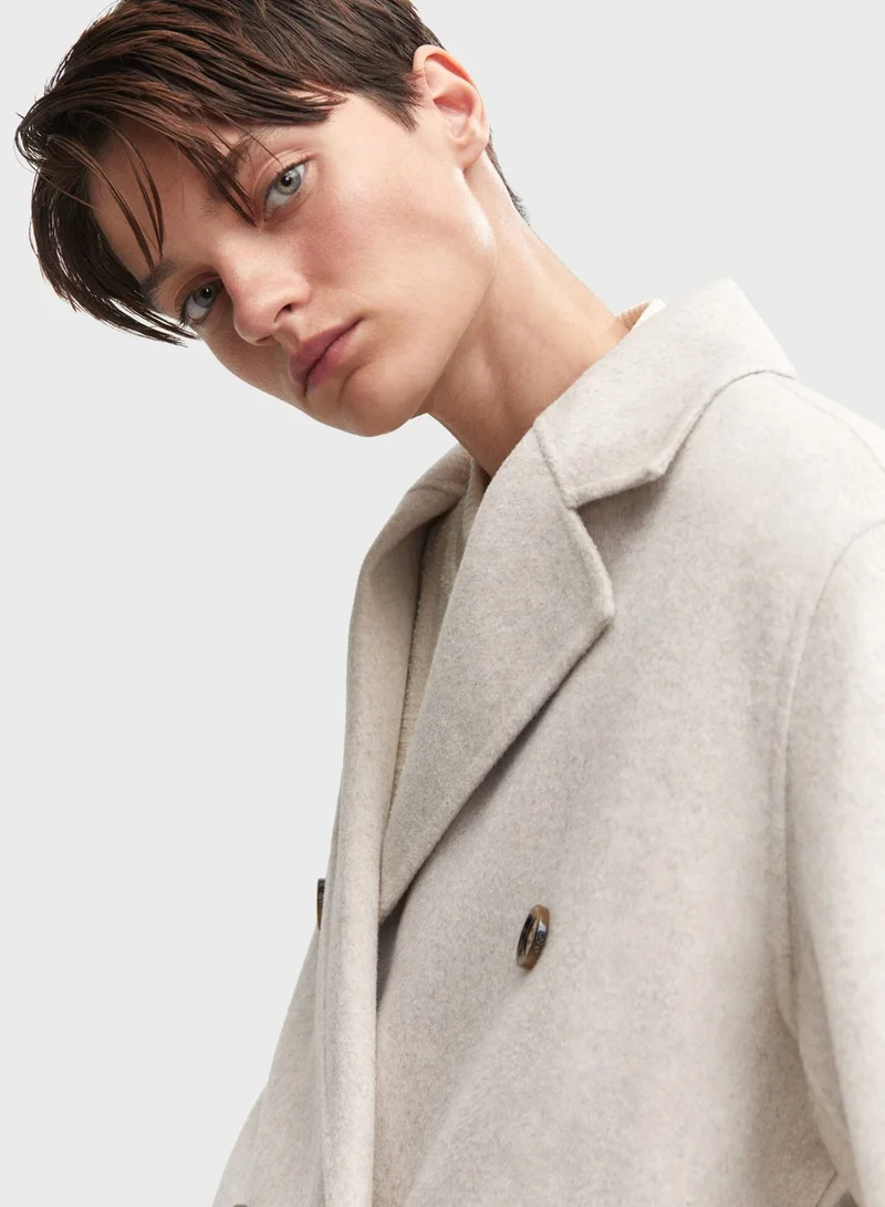 MANGO Button Detail Longline Coat