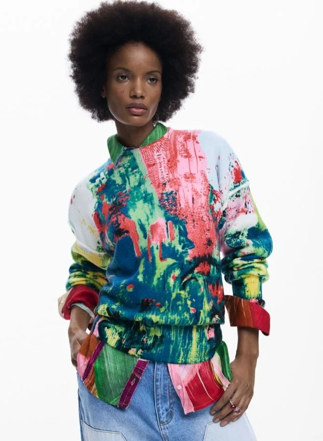 DESIGUAL Multicolour Arty Printed Sweater for Women | Best Price UAE
