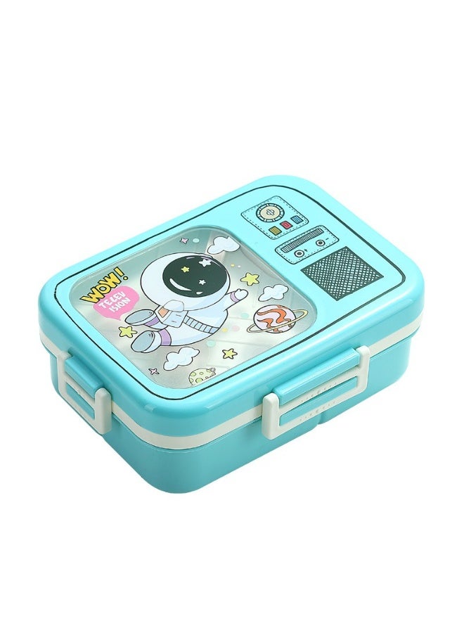 Mobcos Space Astronaut Sky Blue Plastic Multi-Compartment Portable Kids Lunch Box with Secure Locking Lid for Fresh and Organized Meals - Image 1
