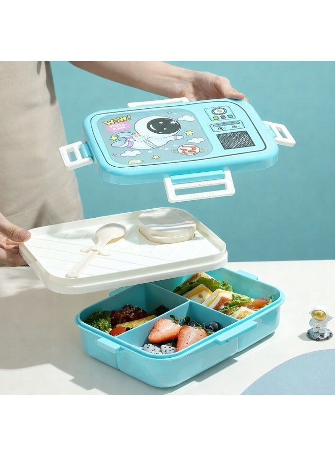 Mobcos Space Astronaut Sky Blue Plastic Multi-Compartment Portable Kids Lunch Box with Secure Locking Lid for Fresh and Organized Meals - Image 3