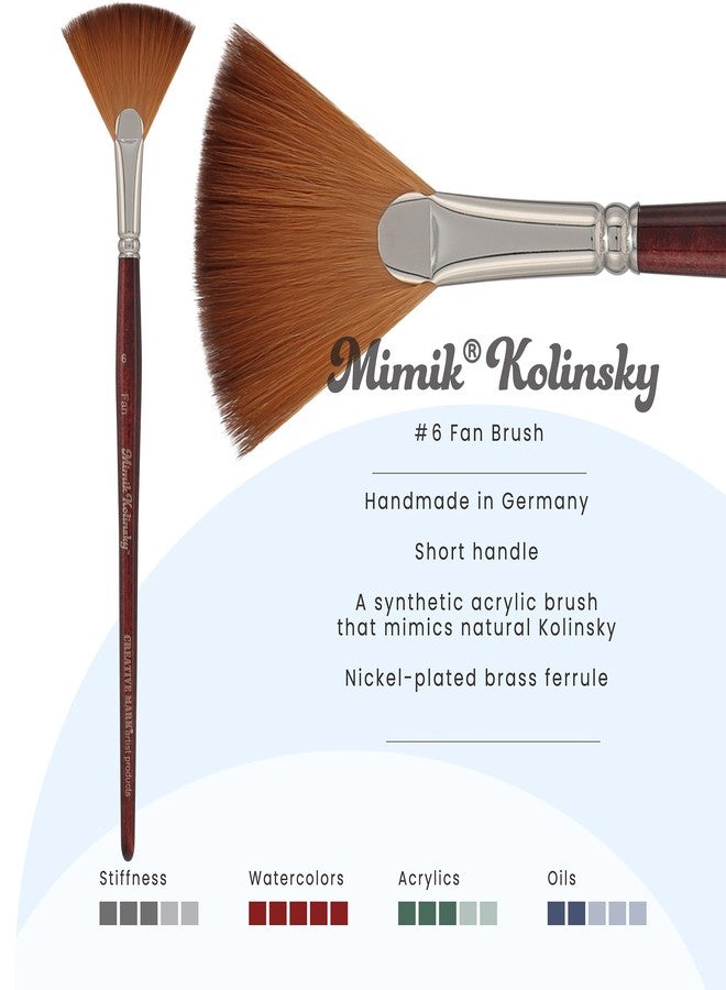 Creative Mark Mimik Kolinsky Watercolor Brush - # 6 Fan - Short Handle Synthetic Paint Brush - Handmade in Germany - Synthetic Sable Paint Brushes for Professional Artists - Animal-Friendly - Image 2