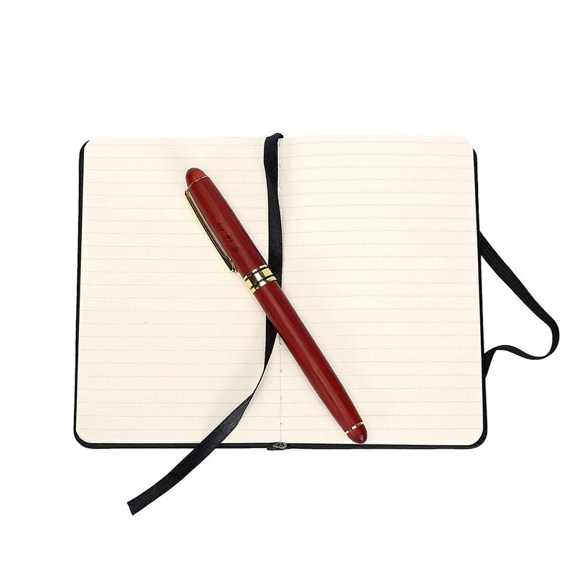 ZZTX Small Pocket Notebook 3.5" x 5.5" Hardcover Lined Paper Mini Notepad with Black Leather Sketchbook Composition Notebook 1 Pack - Image 2