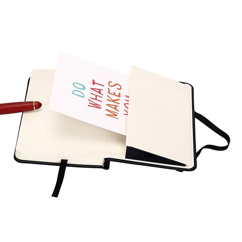 ZZTX Small Pocket Notebook 3.5" x 5.5" Hardcover Lined Paper Mini Notepad with Black Leather Sketchbook Composition Notebook 1 Pack - Image 5