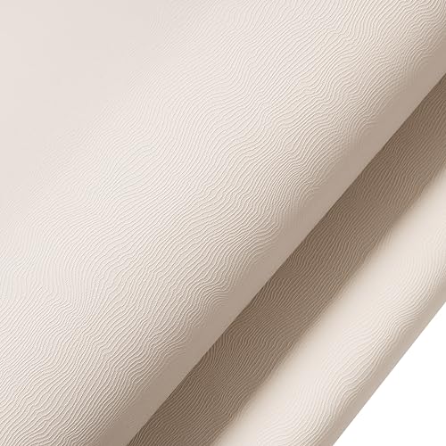 Decotalk Beige Wallpaper Peel and Stick Beige Wallpaper, 17.7x120 Inch, Textured Wallpaper for Bedroom Wall Decor Vinyl Wrap Solid Cream Contact Paper for Cabinets and Drawers, Cream - Image 1