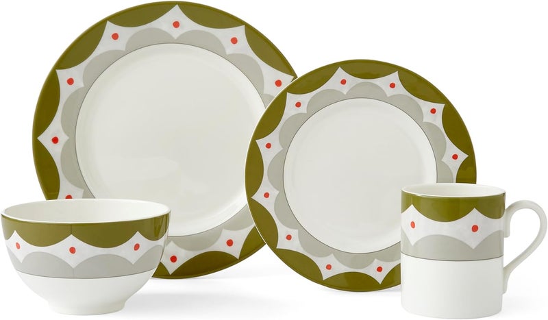 Spode طقم أدوات مائدة سبود كيت كيمب من 4 قطع بتصميم هندسي تجريدي  إعداد طاولة أنيق  بورسلين  آمن في غسالة الصحون والميكروويف  مثالي للباستا والقهوة والحبوب والمزيد  للاستخدام المنزلي والتجمعات - Image 1