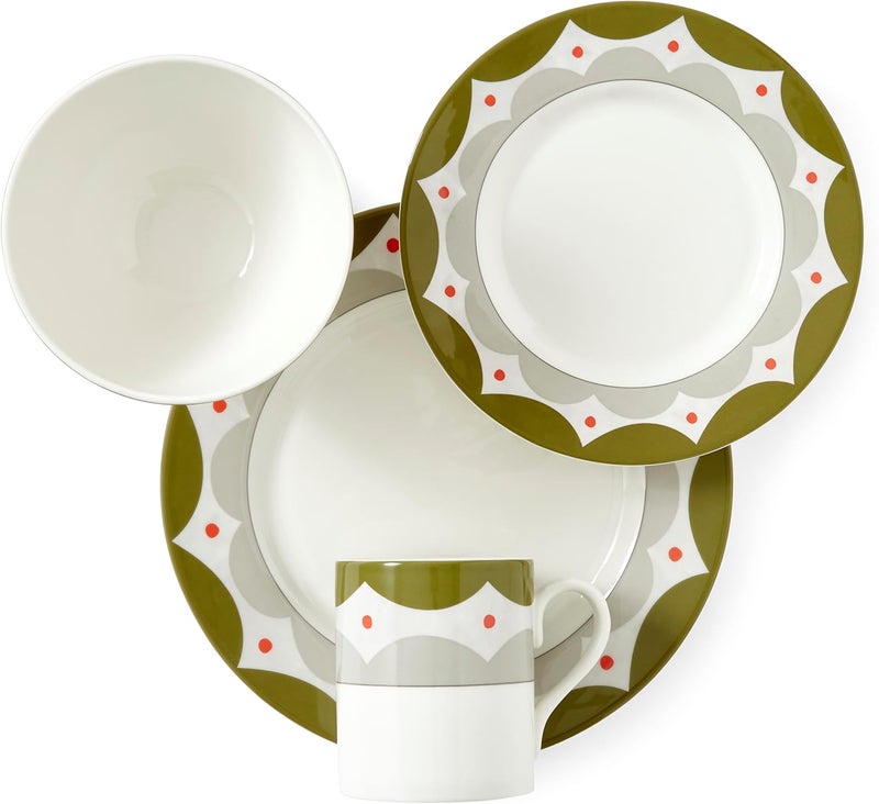 Spode طقم أدوات مائدة سبود كيت كيمب من 4 قطع بتصميم هندسي تجريدي  إعداد طاولة أنيق  بورسلين  آمن في غسالة الصحون والميكروويف  مثالي للباستا والقهوة والحبوب والمزيد  للاستخدام المنزلي والتجمعات - Image 2