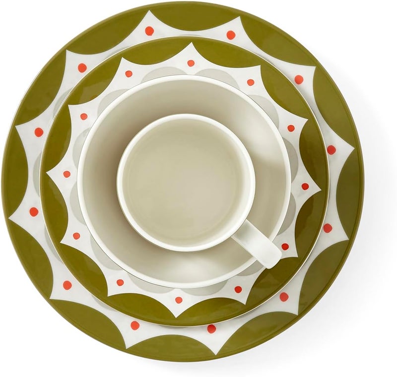 Spode طقم أدوات مائدة سبود كيت كيمب من 4 قطع بتصميم هندسي تجريدي  إعداد طاولة أنيق  بورسلين  آمن في غسالة الصحون والميكروويف  مثالي للباستا والقهوة والحبوب والمزيد  للاستخدام المنزلي والتجمعات - Image 3
